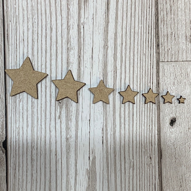 Star Wooden Cut Out Craft Shapes Decoration Laser Cut MDF Random Set of 150 pieces