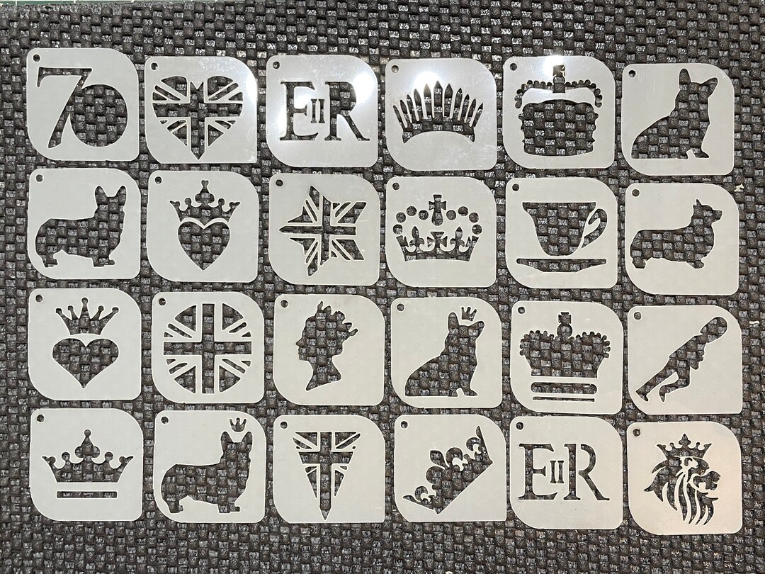 Jubilee Queen UK Themed Facepaint / Airbrush Stencil Set 24 Individual
