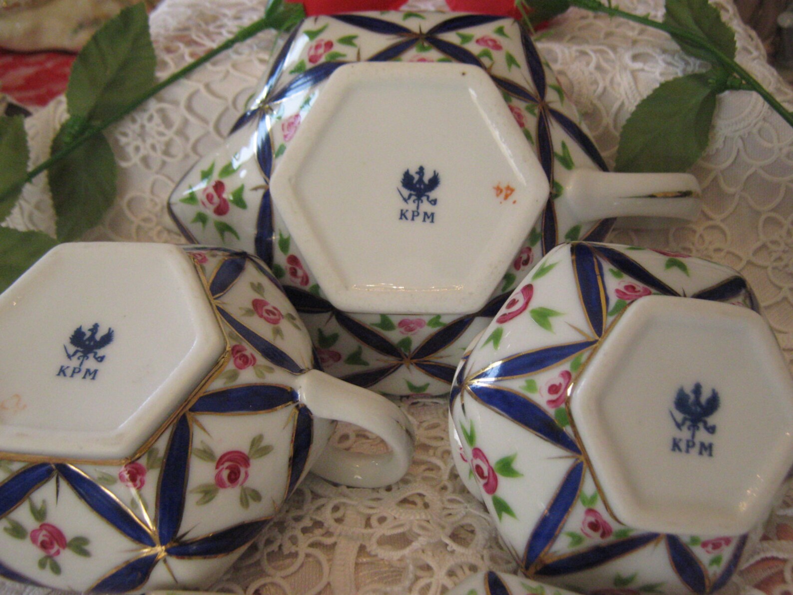 Antique hand painted KPM Germany Tea set from 1844 1847 Etsy