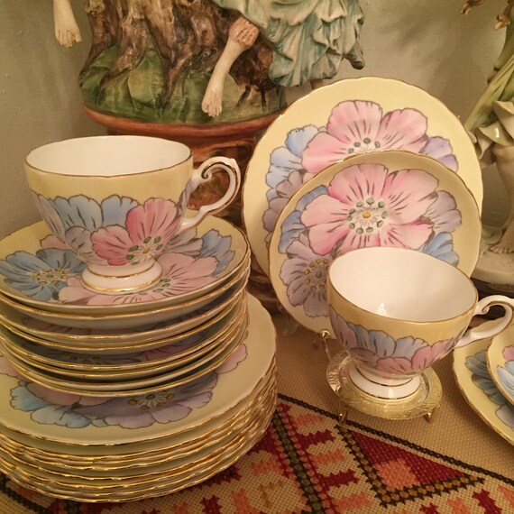 Tuscan Bone China tea set for Ten. 32 pieces. Etsy