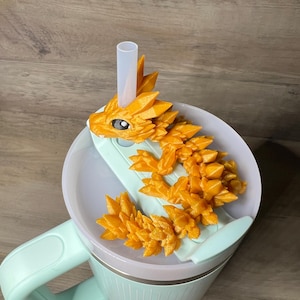 3D Printed Dragon Straw Pet - Articulated Cup Companion