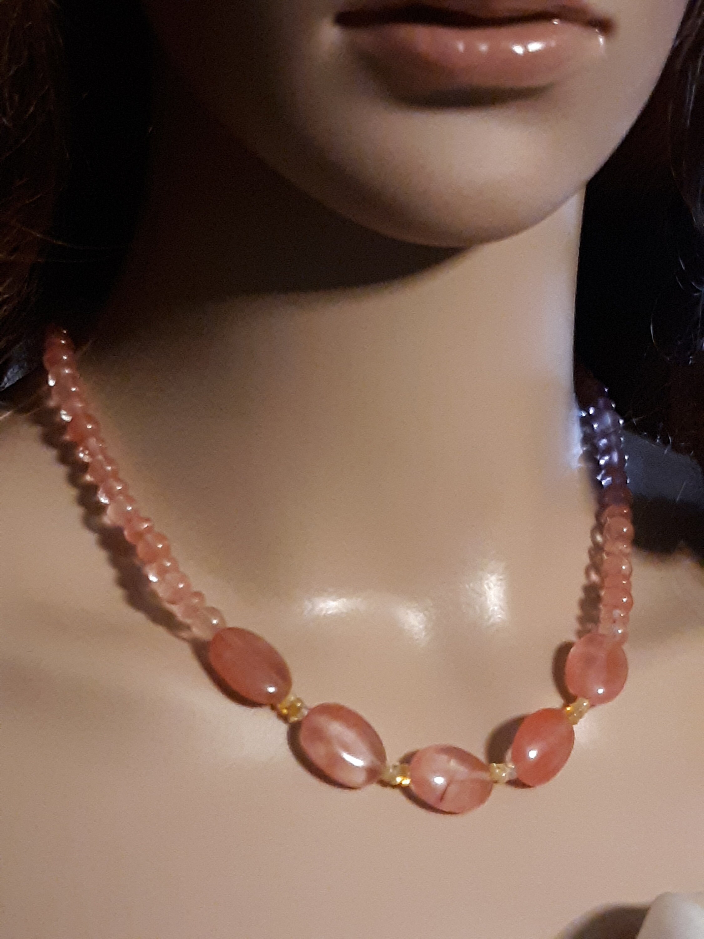 Necklace/earring Set of Gorgeous Peach Colored Quartz With - Etsy