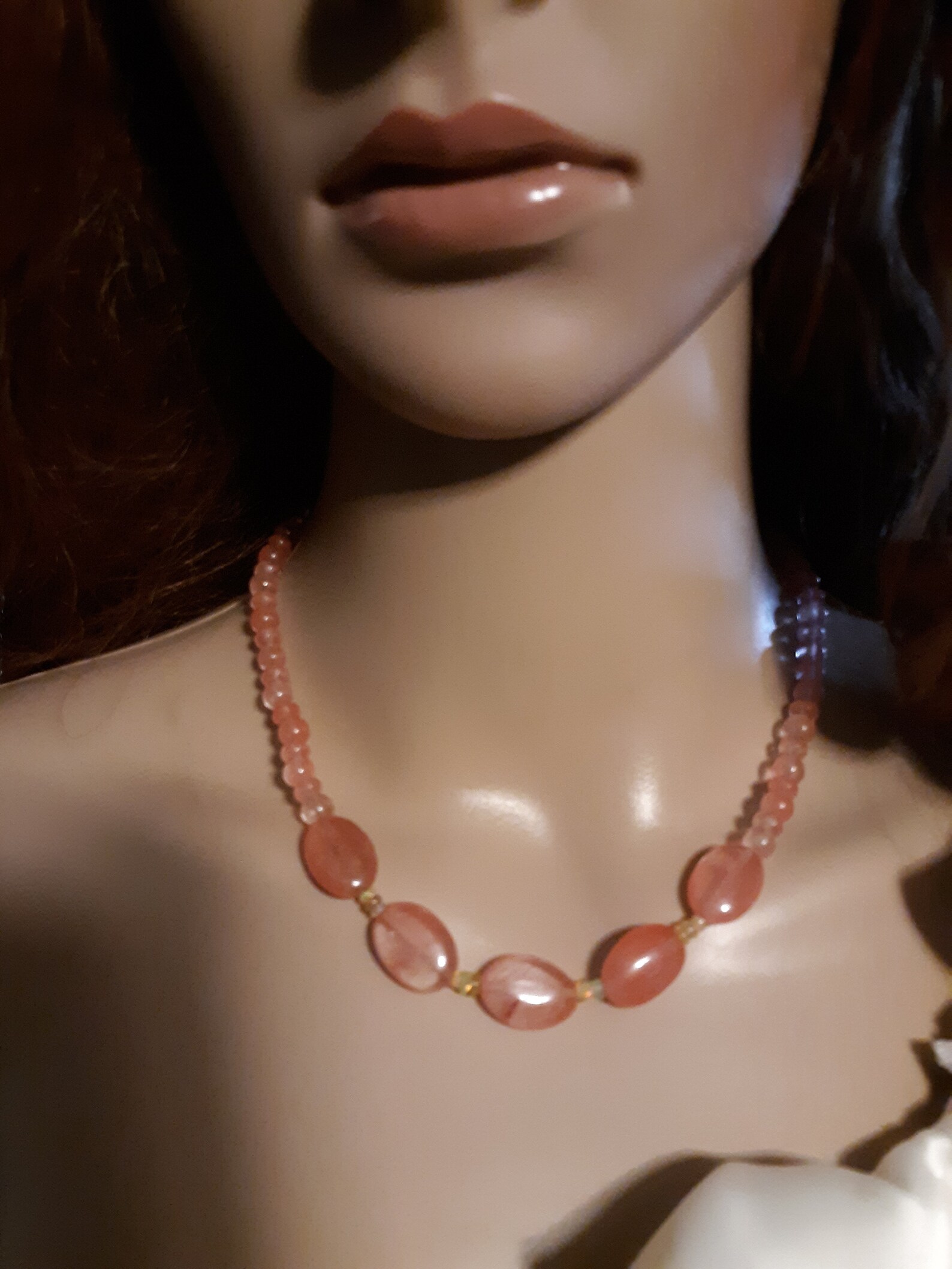 Necklace/earring Set of Gorgeous Peach Colored Quartz With - Etsy