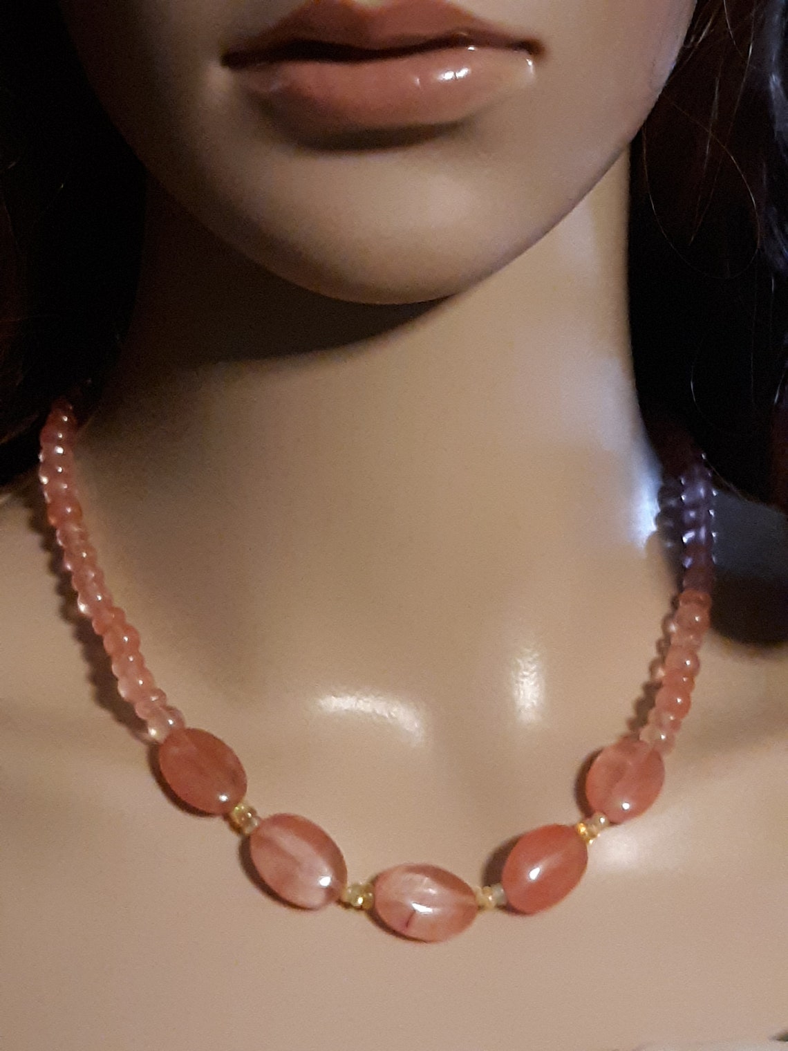 Necklace/Earring Set of Gorgeous Peach Colored Quartz with | Etsy