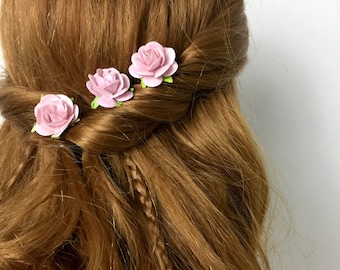 Blush Pink Hair Pins, Dusky Pink Wedding Hair Pins, Bridal Hair Accessories, Bridesmaid Hair Pins, Boho Wedding, Pink Rose Hair Pins