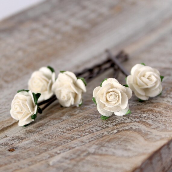 Ivory Rose Wedding Hair Grips Bridal Hair Accessories Etsy