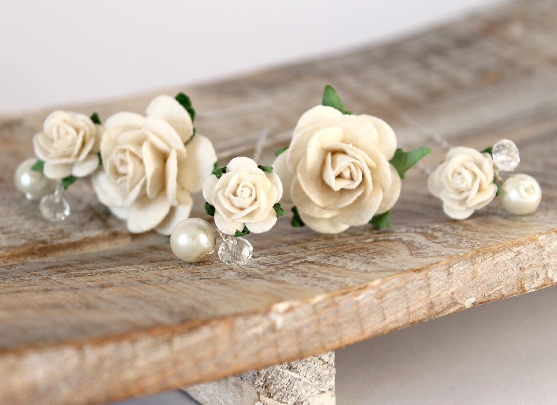 Ivory Bridal Hair Pins Wedding Hair Pins Bridal Hair Etsy