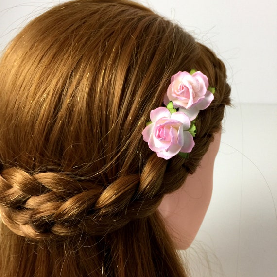 Pink Hair Clips Pink Rose Hair Slides Wedding Hair Etsy