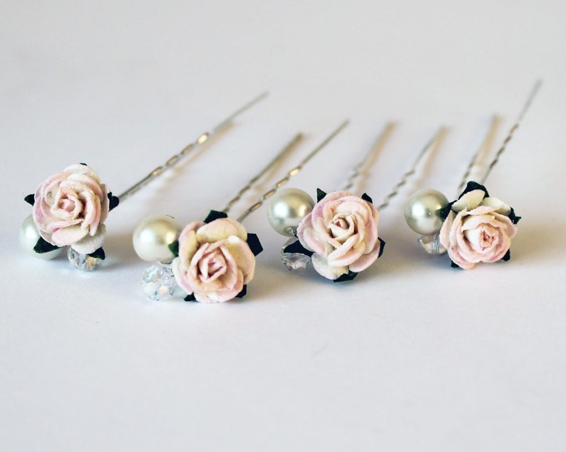 Pink Bridal Hair Pins Wedding Hair Pins Bridal Hair Etsy