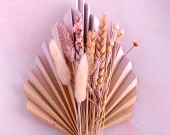 Peach pink palm spear set, dried flower bunch for cakes, cake topper decoration, baker