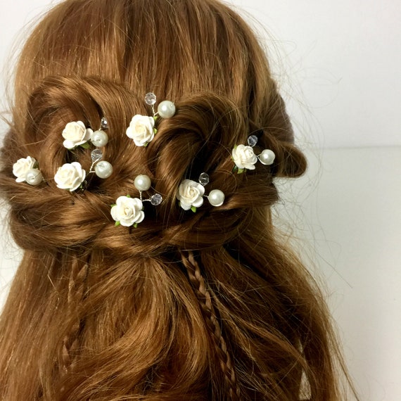 Ivory Hair Pins Wedding Hair Pins Bridal Hair Accessories Etsy