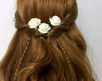 Ivory Hair Pins, Ivory Rose Wedding Hair Pins, Bridal Hair Accessories, Bridesmaid Hair Pins, Boho Wedding, Rustic bride, Beach wedding