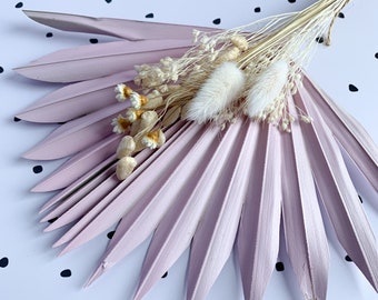 Pink sun palm dried flower set, dried flowers cake topper decor, pale pink fan palm