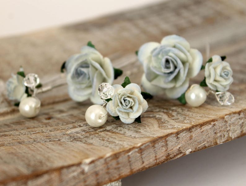Rustic Hair Accessories Bridal Hair Accessories Something Blue Blue Rose Bridal Hair Clips Wedding Hair Pins Blue Hair Pins Set