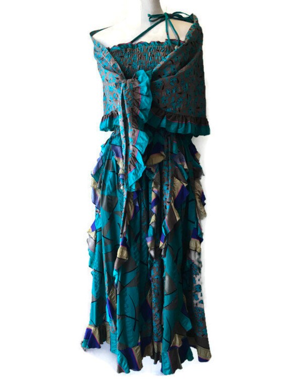 Diane Fres Designer Ruffle Dress with Shawl - 1980