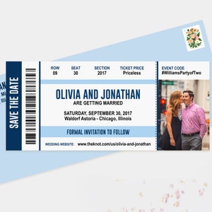 Concert Ticket Save The Date Wedding Announcement Cards Printed Cards OR Printable File