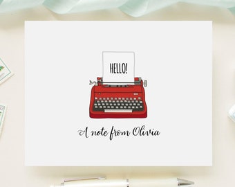 Personalized Adorable Vintage Retro Antique Typewriter Stationery | Folded Cards and Envelopes | Note Card Set | Stationery / Stationary