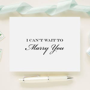 Tarjeta personalizada de día de boda en color para su novio, prometido, futuro esposo: "No puedo esperar para casarme contigo"