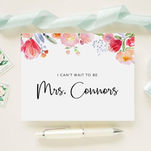 Tarjeta de día de boda de color personalizada para su novio, prometido, futuro esposo - "No puedo esperar para ser la sra ..." - Follaje, floral, boda botánica