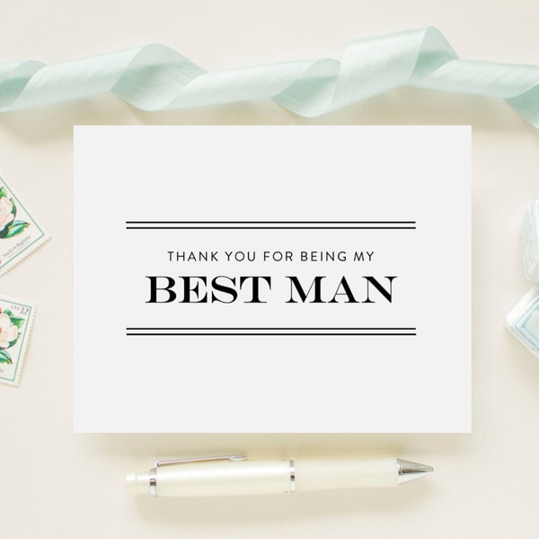 Thank You For Being My Best Man, Groomsman, Ring Bearer Bridal Party Wedding Attendant Card - On Our Wedding Day