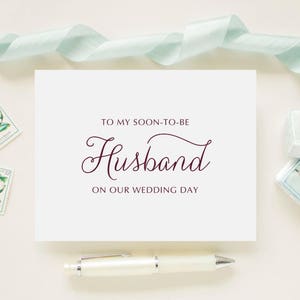 Cartão de dia de casamento em cores personalizadas para seu noivo, noivo, marido - "Para meu noivo no dia do casamento"