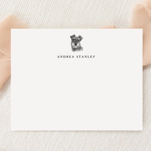 Schnauzer personnalisé personnalisé, papeterie pour chien miniature | Stationnaire | Monogramme | de correspondance plats | Imprimé Merci | Cadeau postal
