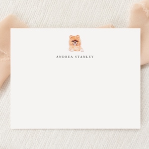 Personalized Custom Pomeranian Dog Stationery | Stationary | Monogram | Flat Note Cards and Envelopes | Printed Thank You | Snail Mail Gift