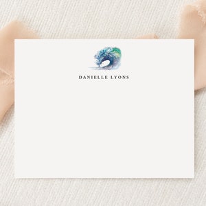Personalisiertes individuelles Strand-Liebhaber-Ozeanwellen-Briefpapier | Surfer Briefpapier | Monogramm | Flache Grußkarten | Gedruckt Vielen Dank | Post Geschenk