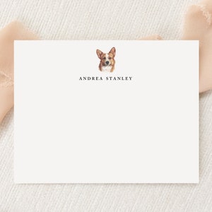 Personalized Custom Corgi Dog Pembroke Welsh Stationery | Stationary | Monogram | Flat Note Cards | Printed Thank You | Snail Mail Gift