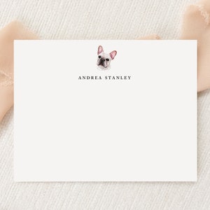 Papelaria personalizada para cachorro Bulldogue Francês | Papelaria | Monograma | Cartões de nota simples | Agradecimento impresso | Presente de correio tradicional