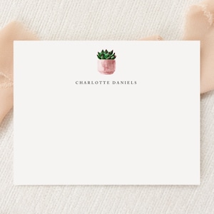 Papeterie personnalisée pour amoureux des plantes d'intérieur | Stationnaire | Succulentes | Cartes de correspondance plates et enveloppes | Imprimé Merci | Courrier d'escargot