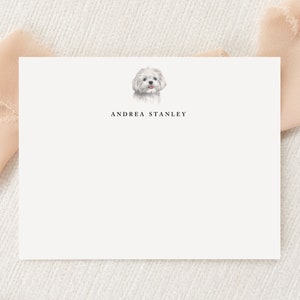 Personalisiertes Kundenspezifisches Malteser Hund Briefpapier Briefpapier | Monogramm | Flache Grußkarten Umschläge | Gedruckt Vielen Dank | Post Geschenk