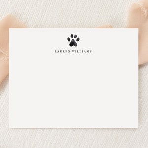 Papeterie personnalisée avec empreintes de pattes | Stationnaire | Monogramme amoureux des animaux | de correspondance plats + enveloppes | Imprimé Merci | Courrier d'escargot