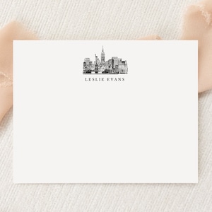 Papelería personalizada con el horizonte de la ciudad de Nueva York / Papelería / Monograma de Nueva York / Sobres planos para tarjetas de notas / Tarjetas de agradecimiento / Correo postal