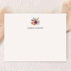 Papeterie florale de fleurs sauvages personnalisée | Stationnaire | Monogramme | de correspondance plats, enveloppes | Imprimé Merci | Cadeau postal