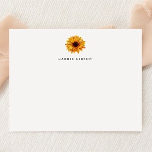 Papeterie florale tournesol personnalisée | Stationnaire | Monogramme | de correspondance plats, enveloppes | Imprimé Merci | Cadeau postal