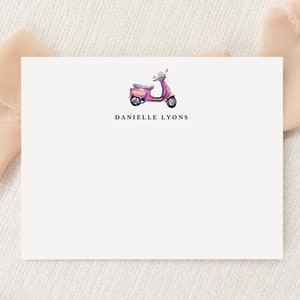 Personalized Custom Vespa Motorbike Buddy Bike Stationery | Stationary | Monogram | Flat Note Cards | Printed Thank You | Snail Mail Gift