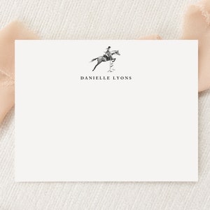 Personalisiertes individuelles Reiterpferd Briefpapier | Briefpapier | Pferd | Monogramm | Flache Grußkarten | Gedruckt Vielen Dank | Schneckenpost Geschenk