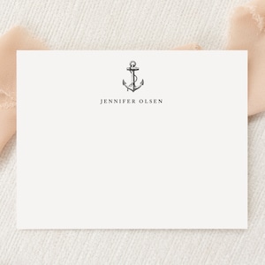 Personalized Custom Nautical Anchor Stationery | Stationary | Monogram | Flat Note Cards Envelopes | Printed Thank You | Snail Mail Gift