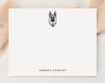 Personalized Custom German Shepherd Stationery | Stationary | Monogram | Flat Note Cards and Envelopes | Printed Thank You | Snail Mail Gift