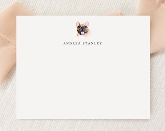 Personalized Custom French Bulldog Frenchie Dog Stationery | Stationary | Monogram | Flat Note Cards | Printed Thank You | Snail Mail Gift