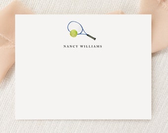 Personalized Custom Tennis Lover Sport Stationery | Stationary | Monogram | Flat Note Cards, Envelopes | Printed Thank You | Snail Mail Gift
