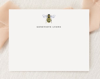 Personalized Custom Bee Lover Beekeeper Stationery | Stationary | Monogram | Flat Note Cards Envelopes | Printed Thank You | Snail Mail Gift