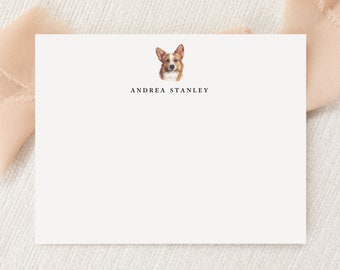 Personalized Custom Corgi Dog Pembroke Welsh Stationery | Stationary | Monogram | Flat Note Cards | Printed Thank You | Snail Mail Gift