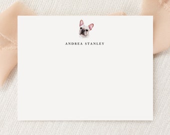 Personalized Custom French Bulldog Frenchie Dog Stationery | Stationary | Monogram | Flat Note Cards | Printed Thank You | Snail Mail Gift