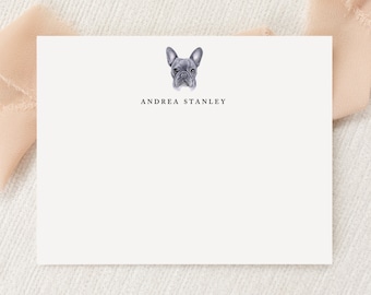 Personalized Custom French Bulldog Frenchie Dog Stationery | Stationary | Monogram | Flat Note Cards | Printed Thank You | Snail Mail Gift