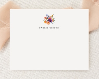 Personalized Custom Wildflower Floral Stationery | Stationary | Monogram | Flat Note Cards, Envelopes | Printed Thank You | Snail Mail Gift