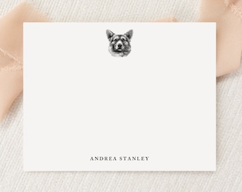 Personalized Custom Corgi Dog Stationery | Stationary | Monogram | Flat Note Cards and Envelopes | Printed Thank You | Snail Mail Gift