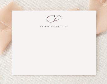 Personalized Custom Doctor Nurse Stationery | Physician Stationary | Monogram | Flat Note Cards | Printed Thank You | Snail Mail Gift