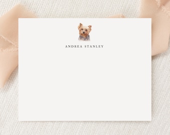 Personalized Custom Yorkie Yorkshire Terrier Dog Stationery | Stationary | Monogram | Flat Note Cards | Printed Thank You | Snail Mail Gift